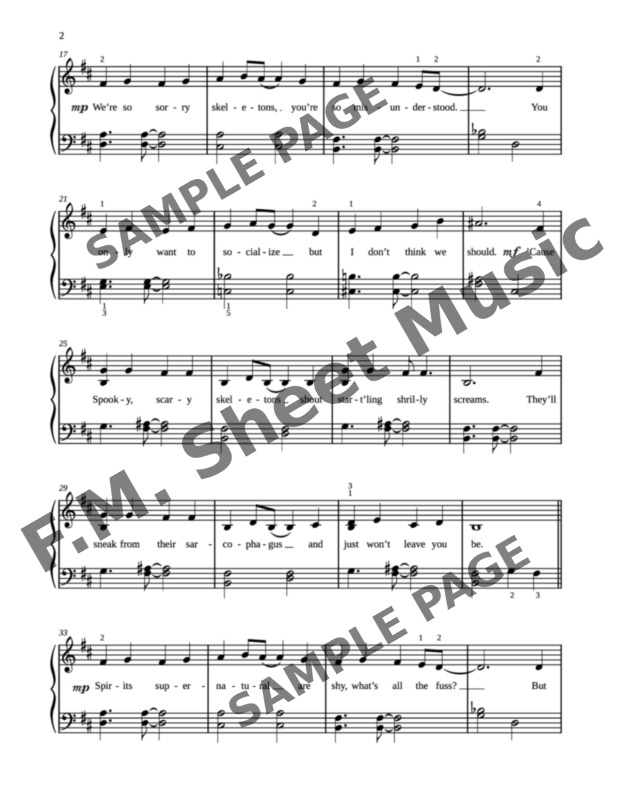 Spooky Scary Skeletons (Easy Piano) By Andrew Gold F M Sheet Music